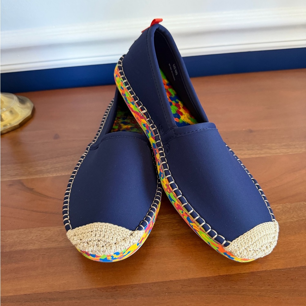 Star Beachwear Mariner Beachcomber Espadrille Navy, Colorful Sole Size 9